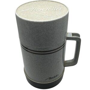 Vintage Aladdin Thermos 1 Pint Wide Mouth Insulated Bottle Gray 040A Filler